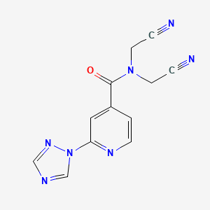 molecular formula C12H9N7O B7329783 N,N-bis(cyanomethyl)-2-(1,2,4-triazol-1-yl)pyridine-4-carboxamide 