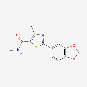 molecular formula C13H12N2O3S B7329830 2-(1,3-benzodioxol-5-yl)-N,4-dimethyl-1,3-thiazole-5-carboxamide 