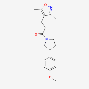 molecular formula C19H24N2O3 B7329929 3-(3,5-Dimethyl-1,2-oxazol-4-yl)-1-[3-(4-methoxyphenyl)pyrrolidin-1-yl]propan-1-one 