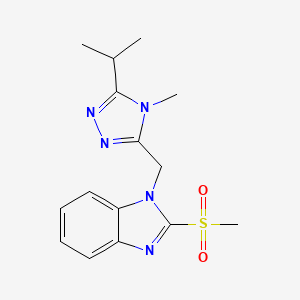 molecular formula C15H19N5O2S B7329946 1-[(4-Methyl-5-propan-2-yl-1,2,4-triazol-3-yl)methyl]-2-methylsulfonylbenzimidazole 