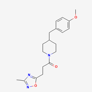 1-[4-[(4-Methoxyphenyl)methyl]piperidin-1-yl]-3-(3-methyl-1,2,4-oxadiazol-5-yl)propan-1-one