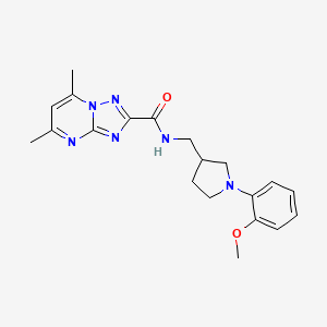 N-[[1-(2-methoxyphenyl)pyrrolidin-3-yl]methyl]-5,7-dimethyl-[1,2,4]triazolo[1,5-a]pyrimidine-2-carboxamide