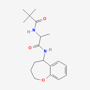 molecular formula C18H26N2O3 B7329998 2,2-dimethyl-N-[1-oxo-1-(2,3,4,5-tetrahydro-1-benzoxepin-5-ylamino)propan-2-yl]propanamide 