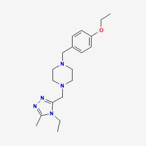 molecular formula C19H29N5O B7330043 1-[(4-Ethoxyphenyl)methyl]-4-[(4-ethyl-5-methyl-1,2,4-triazol-3-yl)methyl]piperazine 