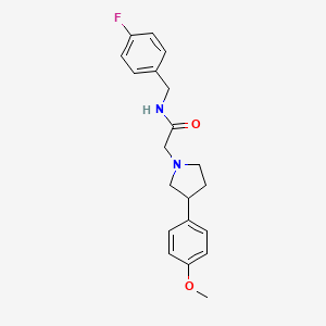 molecular formula C20H23FN2O2 B7330067 N-[(4-fluorophenyl)methyl]-2-[3-(4-methoxyphenyl)pyrrolidin-1-yl]acetamide 