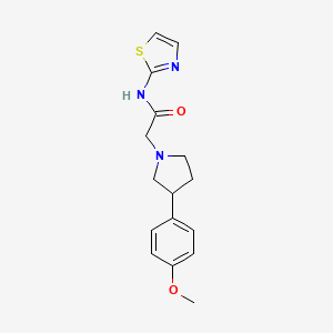 molecular formula C16H19N3O2S B7330073 2-[3-(4-methoxyphenyl)pyrrolidin-1-yl]-N-(1,3-thiazol-2-yl)acetamide 