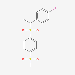 molecular formula C15H15FO4S2 B7330170 1-Fluoro-4-[1-(4-methylsulfonylphenyl)sulfonylethyl]benzene 