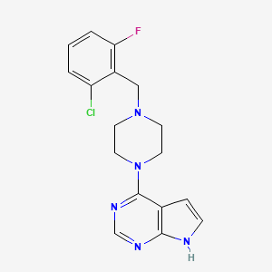 molecular formula C17H17ClFN5 B7330295 4-[4-[(2-chloro-6-fluorophenyl)methyl]piperazin-1-yl]-7H-pyrrolo[2,3-d]pyrimidine 