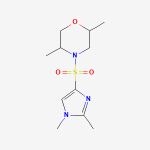 molecular formula C11H19N3O3S B7330307 4-(1,2-Dimethylimidazol-4-yl)sulfonyl-2,5-dimethylmorpholine 