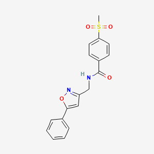 4-methylsulfonyl-N-[(5-phenyl-1,2-oxazol-3-yl)methyl]benzamide