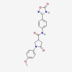 molecular formula C20H18N4O5 B7330415 1-(4-methoxyphenyl)-5-oxo-N-[4-(5-oxo-4H-1,2,4-oxadiazol-3-yl)phenyl]pyrrolidine-3-carboxamide 