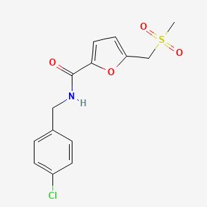 molecular formula C14H14ClNO4S B7330446 N-[(4-chlorophenyl)methyl]-5-(methylsulfonylmethyl)furan-2-carboxamide 