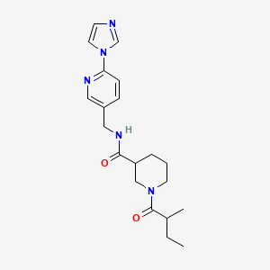 molecular formula C20H27N5O2 B7330471 N-[(6-imidazol-1-ylpyridin-3-yl)methyl]-1-(2-methylbutanoyl)piperidine-3-carboxamide 