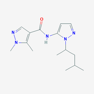 molecular formula C15H23N5O B7330511 1,5-dimethyl-N-[2-(4-methylpentan-2-yl)pyrazol-3-yl]pyrazole-4-carboxamide 