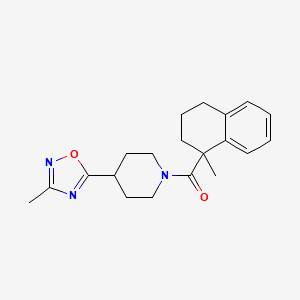 molecular formula C20H25N3O2 B7330530 (1-methyl-3,4-dihydro-2H-naphthalen-1-yl)-[4-(3-methyl-1,2,4-oxadiazol-5-yl)piperidin-1-yl]methanone 