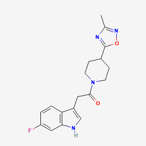 molecular formula C18H19FN4O2 B7330531 2-(6-fluoro-1H-indol-3-yl)-1-[4-(3-methyl-1,2,4-oxadiazol-5-yl)piperidin-1-yl]ethanone 