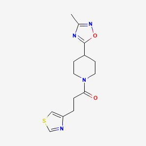 1-[4-(3-Methyl-1,2,4-oxadiazol-5-yl)piperidin-1-yl]-3-(1,3-thiazol-4-yl)propan-1-one