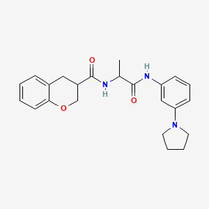 molecular formula C23H27N3O3 B7330556 N-[1-oxo-1-(3-pyrrolidin-1-ylanilino)propan-2-yl]-3,4-dihydro-2H-chromene-3-carboxamide 