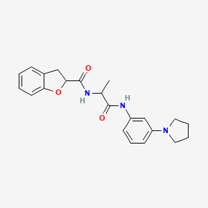 molecular formula C22H25N3O3 B7330559 N-[1-oxo-1-(3-pyrrolidin-1-ylanilino)propan-2-yl]-2,3-dihydro-1-benzofuran-2-carboxamide 