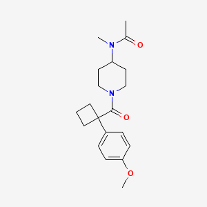 molecular formula C20H28N2O3 B7330647 N-[1-[1-(4-methoxyphenyl)cyclobutanecarbonyl]piperidin-4-yl]-N-methylacetamide 