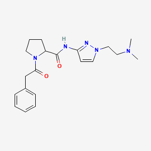 molecular formula C20H27N5O2 B7330684 N-[1-[2-(dimethylamino)ethyl]pyrazol-3-yl]-1-(2-phenylacetyl)pyrrolidine-2-carboxamide 