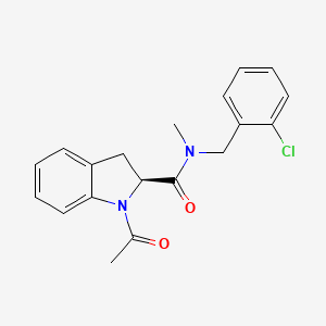 molecular formula C19H19ClN2O2 B7330716 (2S)-1-acetyl-N-[(2-chlorophenyl)methyl]-N-methyl-2,3-dihydroindole-2-carboxamide 