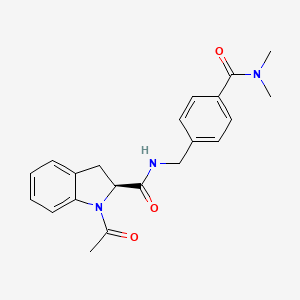 molecular formula C21H23N3O3 B7330717 (2S)-1-acetyl-N-[[4-(dimethylcarbamoyl)phenyl]methyl]-2,3-dihydroindole-2-carboxamide 