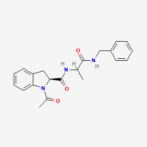 molecular formula C21H23N3O3 B7330744 (2S)-1-acetyl-N-[1-(benzylamino)-1-oxopropan-2-yl]-2,3-dihydroindole-2-carboxamide 