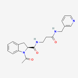 molecular formula C20H22N4O3 B7330746 (2S)-1-acetyl-N-[3-oxo-3-(pyridin-3-ylmethylamino)propyl]-2,3-dihydroindole-2-carboxamide 