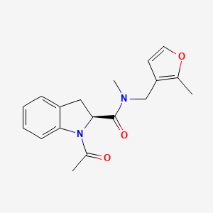 molecular formula C18H20N2O3 B7330754 (2S)-1-acetyl-N-methyl-N-[(2-methylfuran-3-yl)methyl]-2,3-dihydroindole-2-carboxamide 