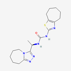 molecular formula C18H26N6OS B7330812 1-(5,6,7,8-tetrahydro-4H-cyclohepta[d][1,3]thiazol-2-yl)-3-[(1R)-1-(6,7,8,9-tetrahydro-5H-[1,2,4]triazolo[4,3-a]azepin-3-yl)ethyl]urea 