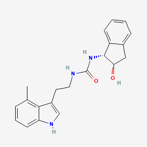 molecular formula C21H23N3O2 B7330848 1-[(1R,2S)-2-hydroxy-2,3-dihydro-1H-inden-1-yl]-3-[2-(4-methyl-1H-indol-3-yl)ethyl]urea 