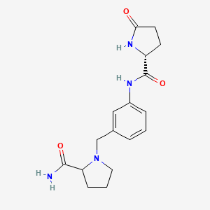 molecular formula C17H22N4O3 B7330855 (2R)-N-[3-[(2-carbamoylpyrrolidin-1-yl)methyl]phenyl]-5-oxopyrrolidine-2-carboxamide 