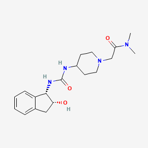 molecular formula C19H28N4O3 B7330873 2-[4-[[(1S,2R)-2-hydroxy-2,3-dihydro-1H-inden-1-yl]carbamoylamino]piperidin-1-yl]-N,N-dimethylacetamide 