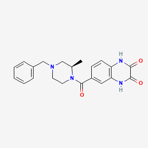 molecular formula C21H22N4O3 B7330889 6-[(2R)-4-benzyl-2-methylpiperazine-1-carbonyl]-1,4-dihydroquinoxaline-2,3-dione 