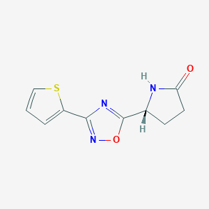 molecular formula C10H9N3O2S B7330890 (5R)-5-(3-thiophen-2-yl-1,2,4-oxadiazol-5-yl)pyrrolidin-2-one 