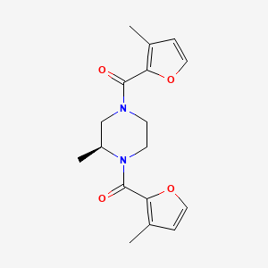 molecular formula C17H20N2O4 B7330901 (3-methylfuran-2-yl)-[(3S)-3-methyl-4-(3-methylfuran-2-carbonyl)piperazin-1-yl]methanone 