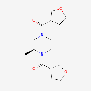 molecular formula C15H24N2O4 B7330913 [(3S)-3-methyl-4-(oxolane-3-carbonyl)piperazin-1-yl]-(oxolan-3-yl)methanone 