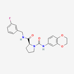 (2S)-1-N-(2,3-dihydro-1,4-benzodioxin-6-yl)-2-N-[(3-fluorophenyl)methyl]pyrrolidine-1,2-dicarboxamide