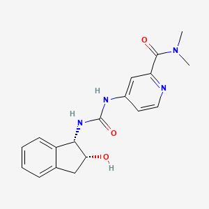 molecular formula C18H20N4O3 B7330956 4-[[(1S,2R)-2-hydroxy-2,3-dihydro-1H-inden-1-yl]carbamoylamino]-N,N-dimethylpyridine-2-carboxamide 