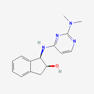 molecular formula C15H18N4O B7331001 (1R,2S)-1-[[2-(dimethylamino)pyrimidin-4-yl]amino]-2,3-dihydro-1H-inden-2-ol 