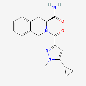 (3S)-2-(5-cyclopropyl-1-methylpyrazole-3-carbonyl)-3,4-dihydro-1H-isoquinoline-3-carboxamide