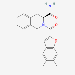 (3S)-2-(5,6-dimethyl-1-benzofuran-2-carbonyl)-3,4-dihydro-1H-isoquinoline-3-carboxamide