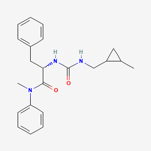 molecular formula C22H27N3O2 B7331057 (2S)-N-methyl-2-[(2-methylcyclopropyl)methylcarbamoylamino]-N,3-diphenylpropanamide 