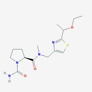 (2S)-2-N-[[2-(1-ethoxyethyl)-1,3-thiazol-4-yl]methyl]-2-N-methylpyrrolidine-1,2-dicarboxamide