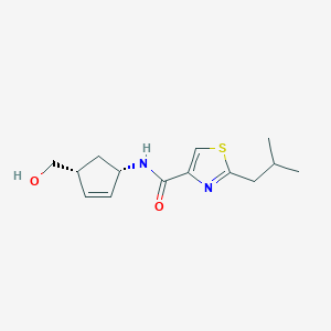 molecular formula C14H20N2O2S B7331173 N-[(1S,4R)-4-(hydroxymethyl)cyclopent-2-en-1-yl]-2-(2-methylpropyl)-1,3-thiazole-4-carboxamide 