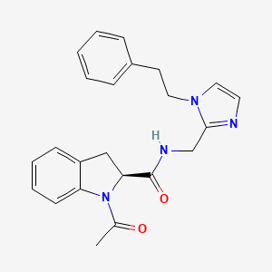 molecular formula C23H24N4O2 B7331186 (2S)-1-acetyl-N-[[1-(2-phenylethyl)imidazol-2-yl]methyl]-2,3-dihydroindole-2-carboxamide 