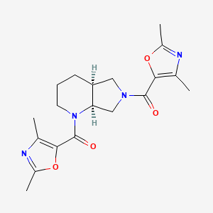 molecular formula C19H24N4O4 B7331199 [(4aS,7aS)-6-(2,4-dimethyl-1,3-oxazole-5-carbonyl)-3,4,4a,5,7,7a-hexahydro-2H-pyrrolo[3,4-b]pyridin-1-yl]-(2,4-dimethyl-1,3-oxazol-5-yl)methanone 