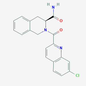 molecular formula C20H16ClN3O2 B7331228 (3S)-2-(7-chloroquinoline-2-carbonyl)-3,4-dihydro-1H-isoquinoline-3-carboxamide 