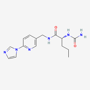 molecular formula C15H20N6O2 B7331285 (2R)-2-(carbamoylamino)-N-[(6-imidazol-1-ylpyridin-3-yl)methyl]pentanamide 